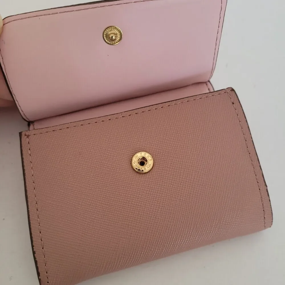 Anne Klein Small Mini Wallet Card Coin Holder Key Ring Compact‎ Light Blush Pink